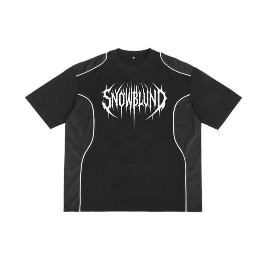 Metal Logo mesh panel shirt